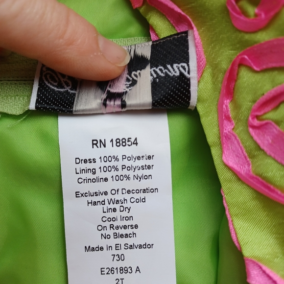 Rare Editions Soutache Bonaz Taffeta A-line Special Occasion Dress Pink Green 2T - Picture 10 of 12
